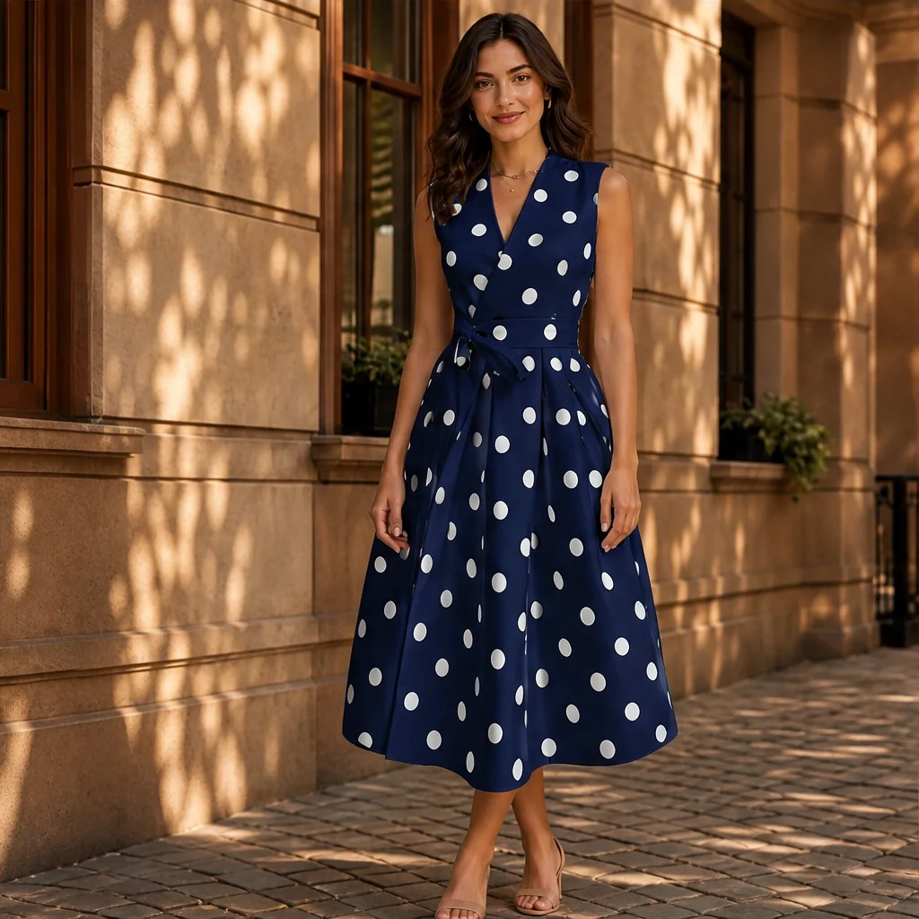 Veraine™ – Polka Dot V-Neck Adjustable-Waist Summer Dress + 50% OFF - Image 13