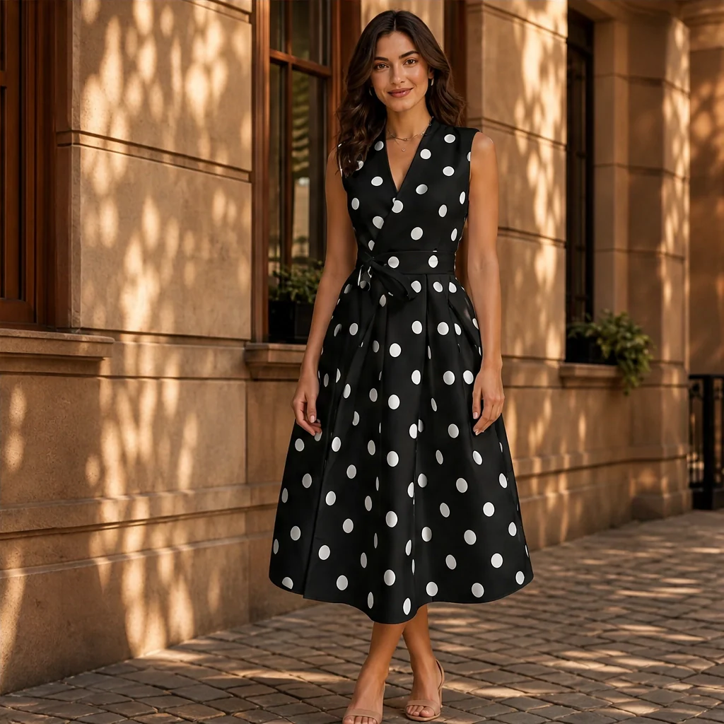 Veraine™ – Polka Dot V-Neck Adjustable-Waist Summer Dress + 50% OFF - Image 14