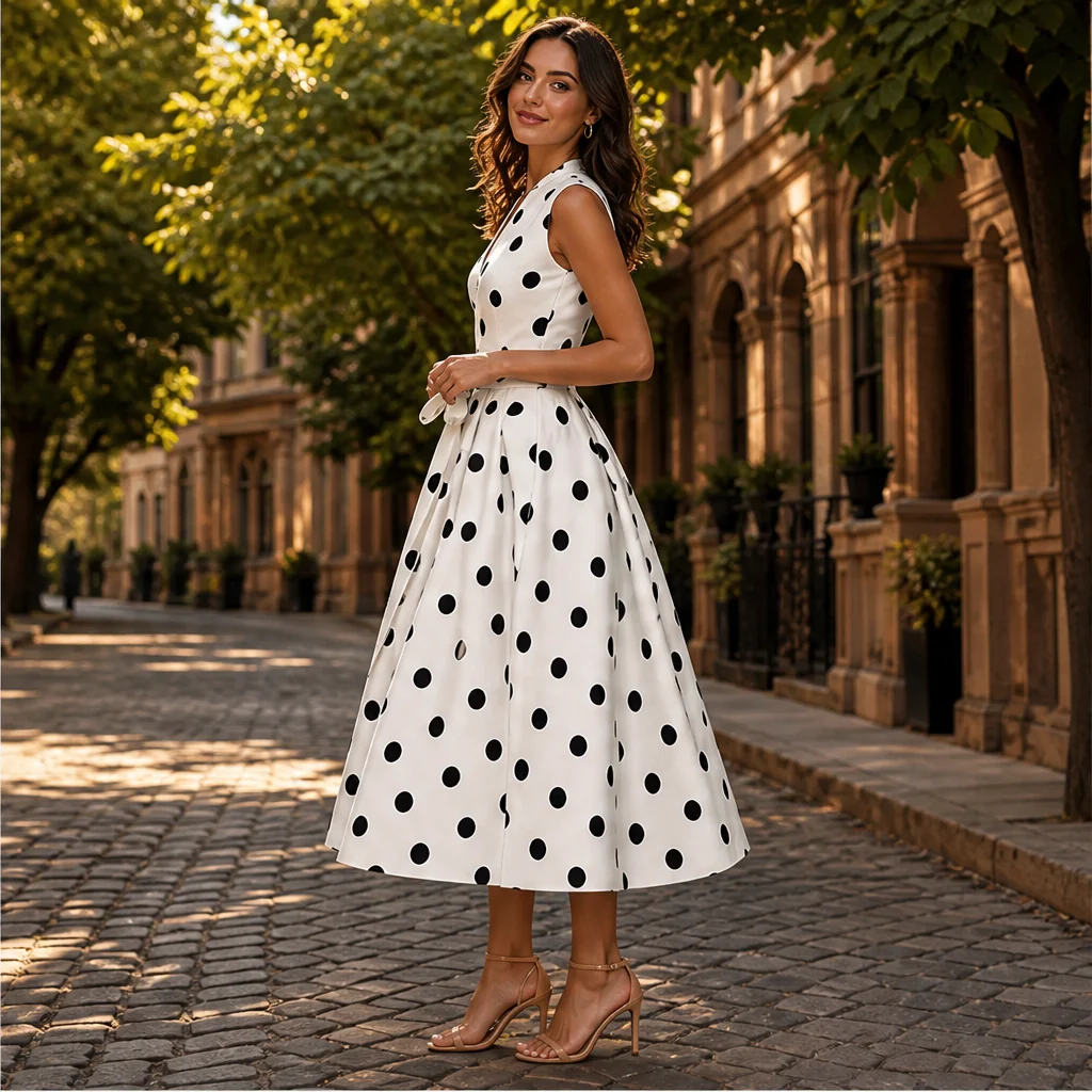 Veraine™ – Polka Dot V-Neck Adjustable-Waist Summer Dress + 50% OFF - Image 2