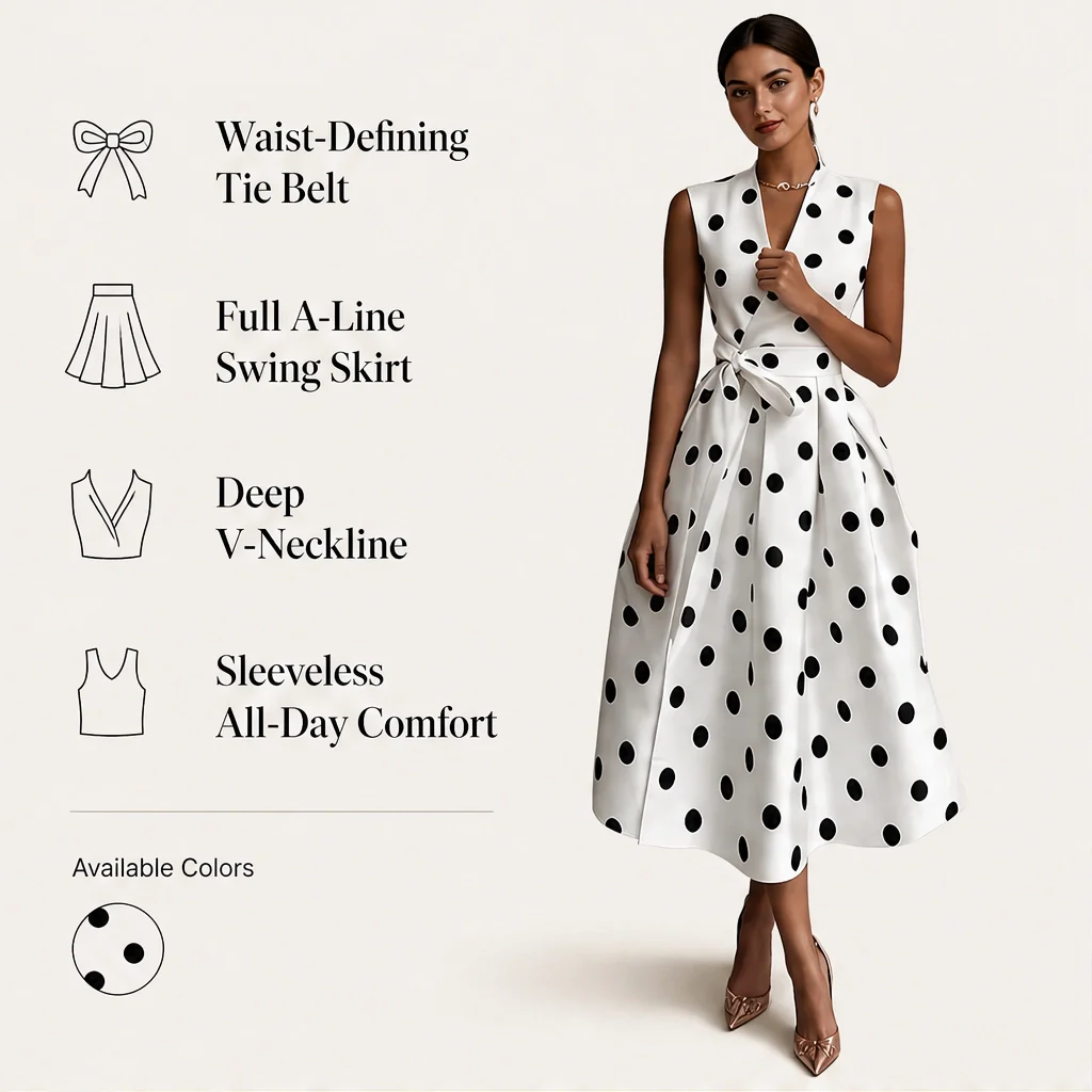 Veraine™ – Polka Dot V-Neck Adjustable-Waist Summer Dress + 50% OFF - Image 7