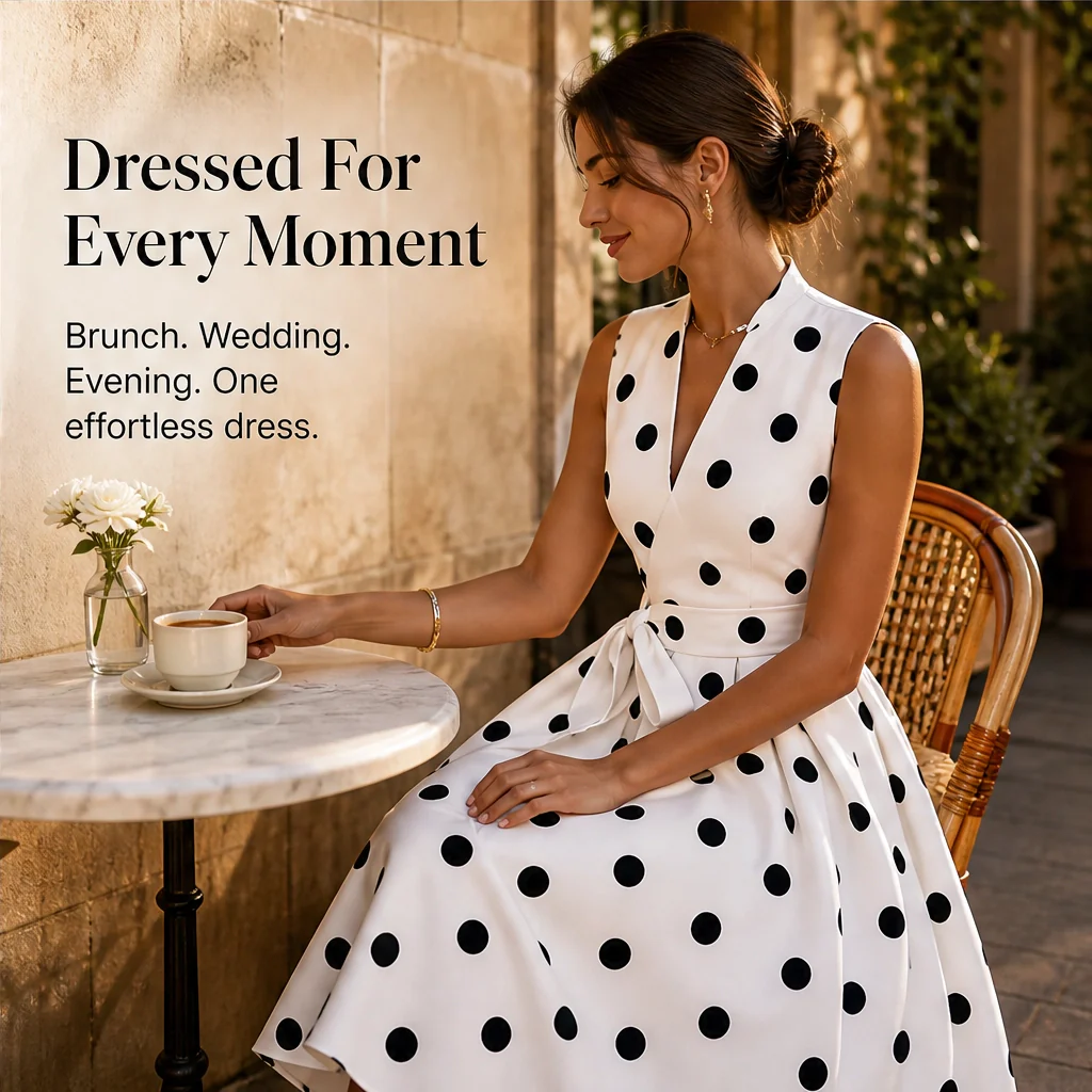 Veraine™ – Polka Dot V-Neck Adjustable-Waist Summer Dress + 50% OFF - Image 9