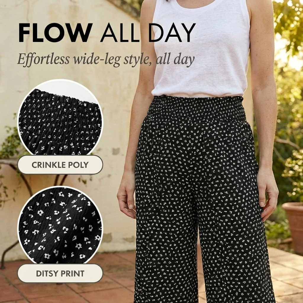 Flounce™ – Smocked High Waist Flowy Wide Leg Pants + 50% OFF - Image 5