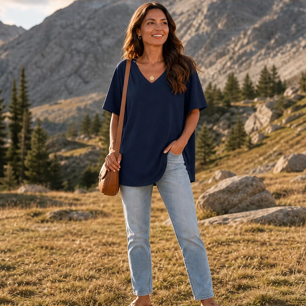 Velline™ – Soft Flowy-Hem V-Neck Loose T-Shirt + 50% OFF - Image 12