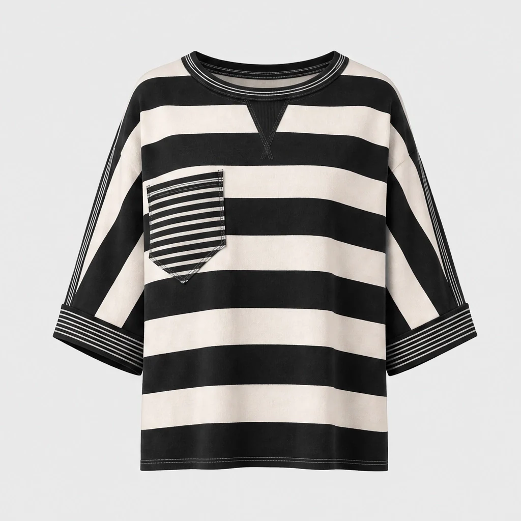 Ashbrook™ – Drop-Shoulder Striped Pocket Cotton Tee +50% OFF - Image 12