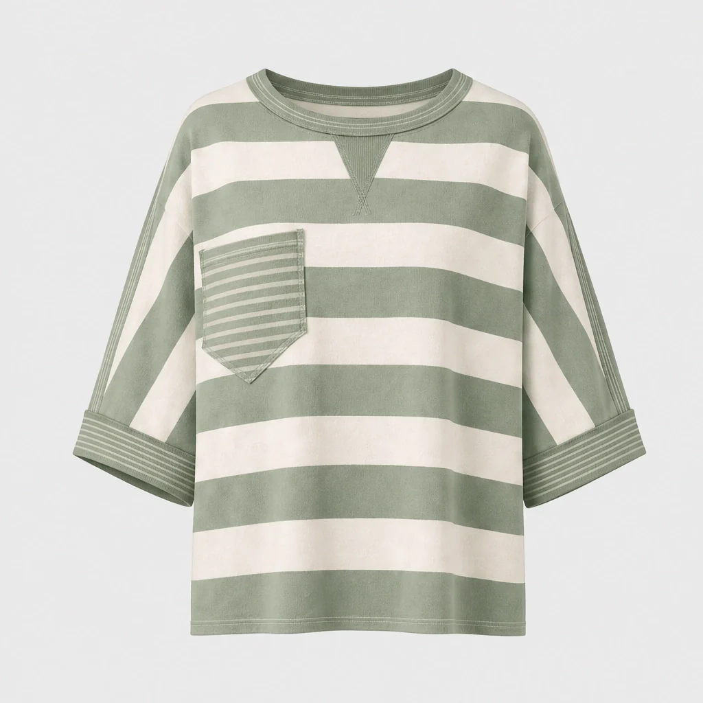 Ashbrook™ – Drop-Shoulder Striped Pocket Cotton Tee +50% OFF - Image 14
