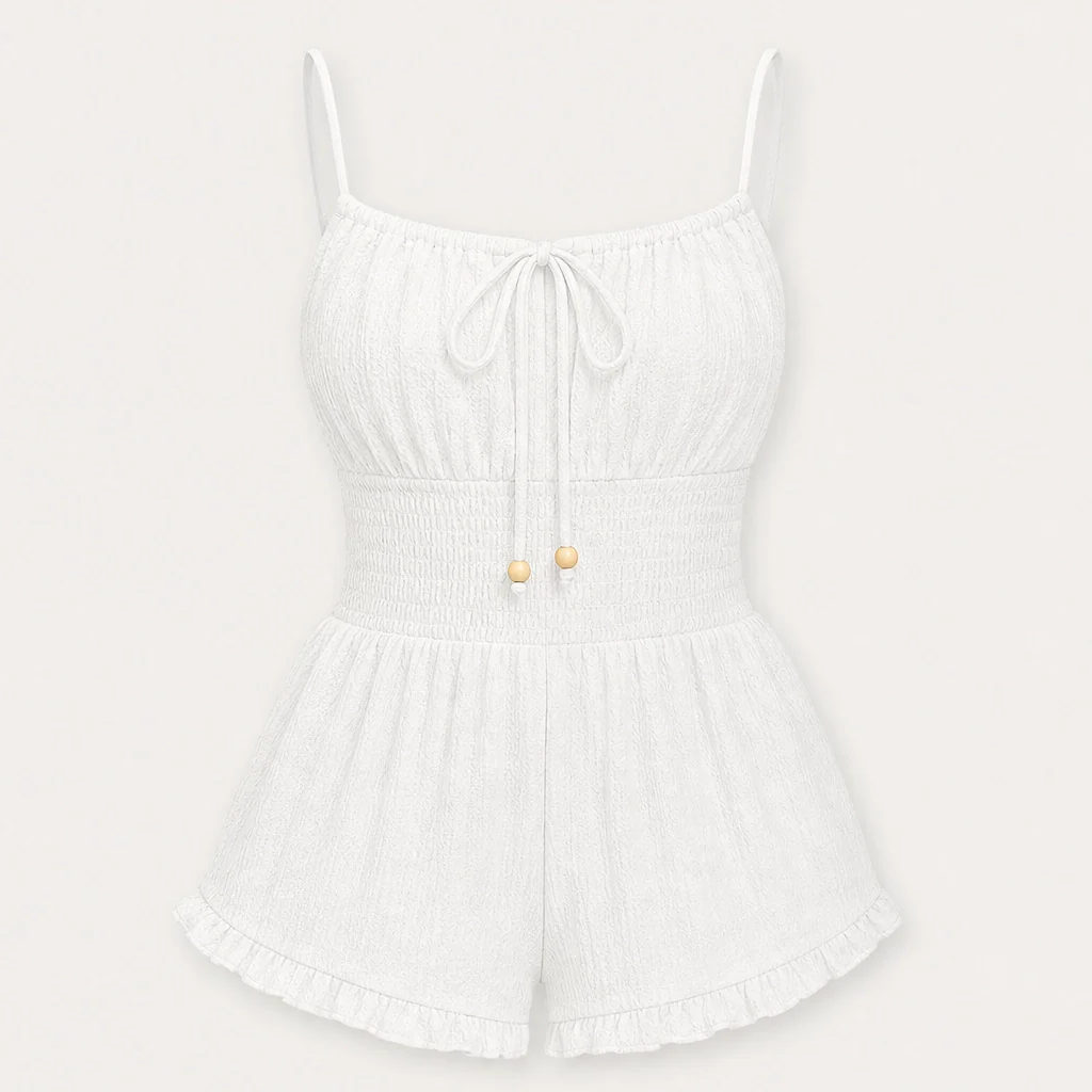 Marisol™ – Crinkle Textured Smocked-Waist Summer Playsuit + 50% OFF - Image 14
