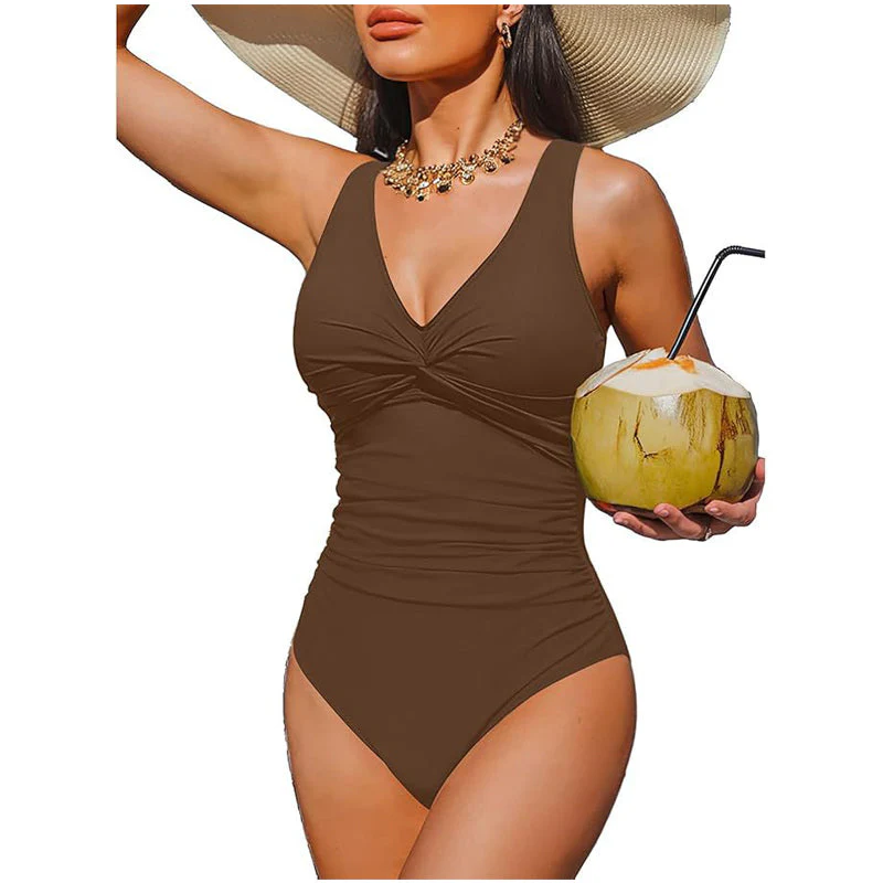 Marésa™ – Tummy-Control One-Piece Swimsuit with Ruched Panel & V-Neck + 50% OFF - Image 15