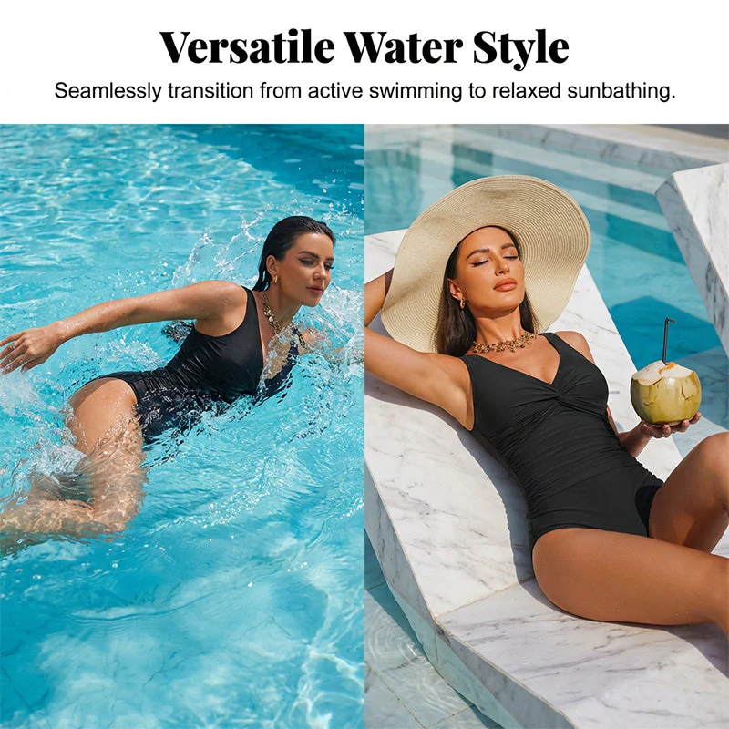 Marésa™ – Tummy-Control One-Piece Swimsuit with Ruched Panel & V-Neck + 50% OFF - Image 3