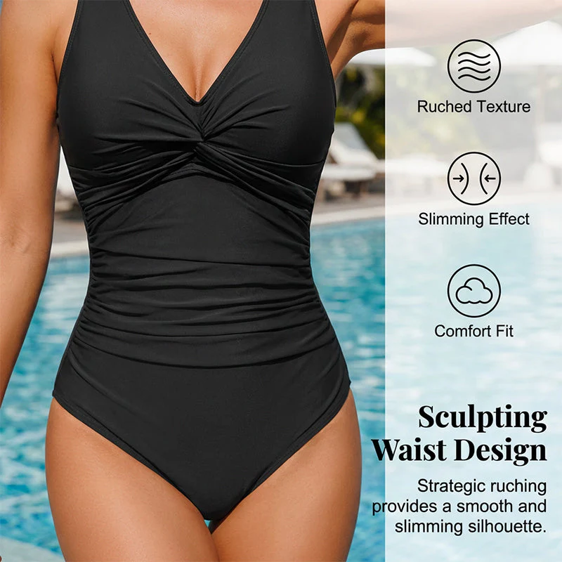 Marésa™ – Tummy-Control One-Piece Swimsuit with Ruched Panel & V-Neck + 50% OFF - Image 7