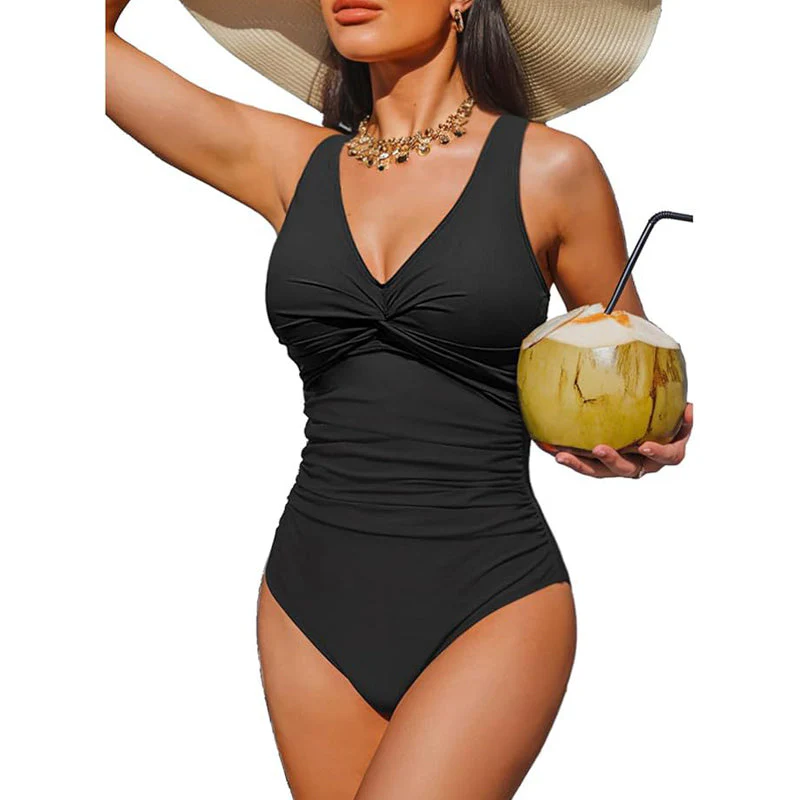 Marésa™ – Tummy-Control One-Piece Swimsuit with Ruched Panel & V-Neck + 50% OFF - Image 9